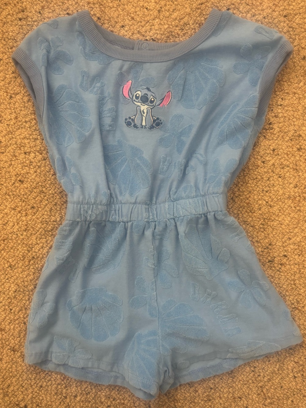 Disney Light Blue Lilo & Stitch Embroidered Girls Romper